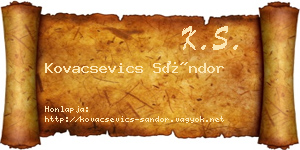 Kovacsevics Sándor névjegykártya